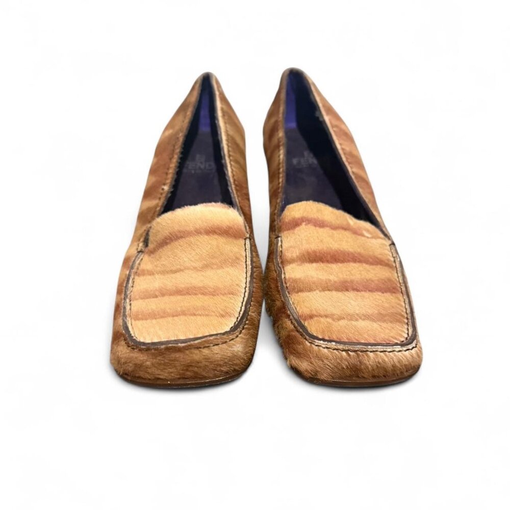 Vintage Fendi Ponyhair Square Toe Block Heels